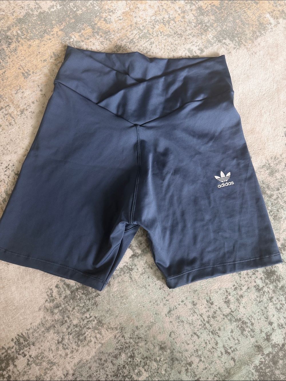 adidas Navy High-Rise Bike Shorts with Trefoil